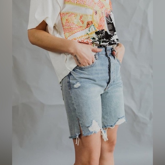 Free People We the Free Denim Bermuda Sequoia Jean Short Jorts Surfs Up Size 27 - Picture 2 of 13